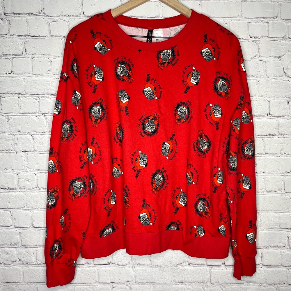 H&M pugs and kisses ugly Christmas sweatshirt